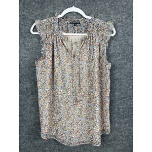 Adrianna Papell Top Women's Medium Floral Print Sleeveless Cottagecore Peasant
